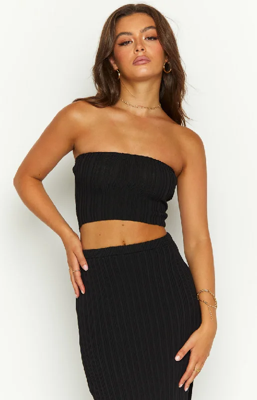 summertime-black-knit-bandeau-top