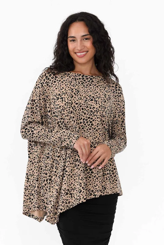 Susie Leopard Asymmetrical Bamboo Top