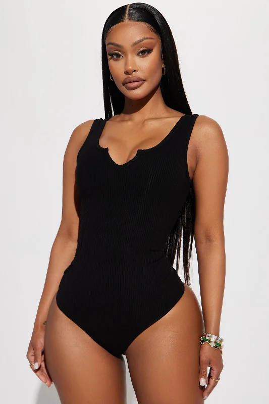 Talia Ribbed Bodysuit - Black