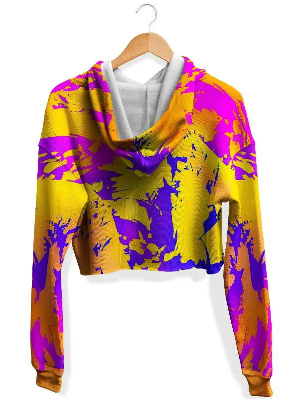 tropical-ombre-paint-splatter-graffiti-fleece-crop-hoodie