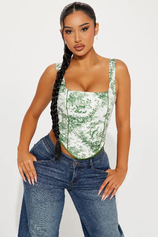 Where You Left Me Corset Top - Green/combo