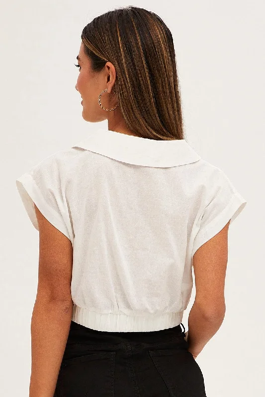 white-crop-shirt-cap-sleeve-collared-cotton-linen-wc1182-47wb