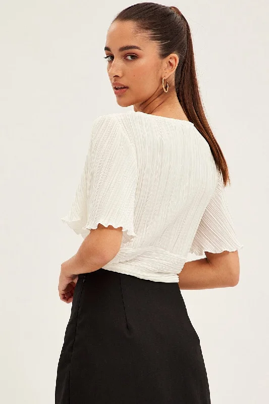 white-crop-top-short-sleeve-plisse-ruched-front-wc1262-38wb