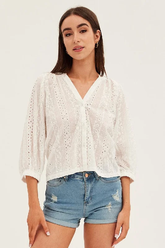 white-shirt-3-4-sleeve-banded-collar-longline-broidery-wc1009-38wb