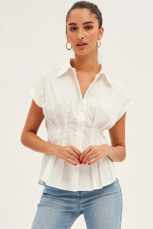 white-shirt-short-sleeve-collared-gathered-bust-wc1186-38wb