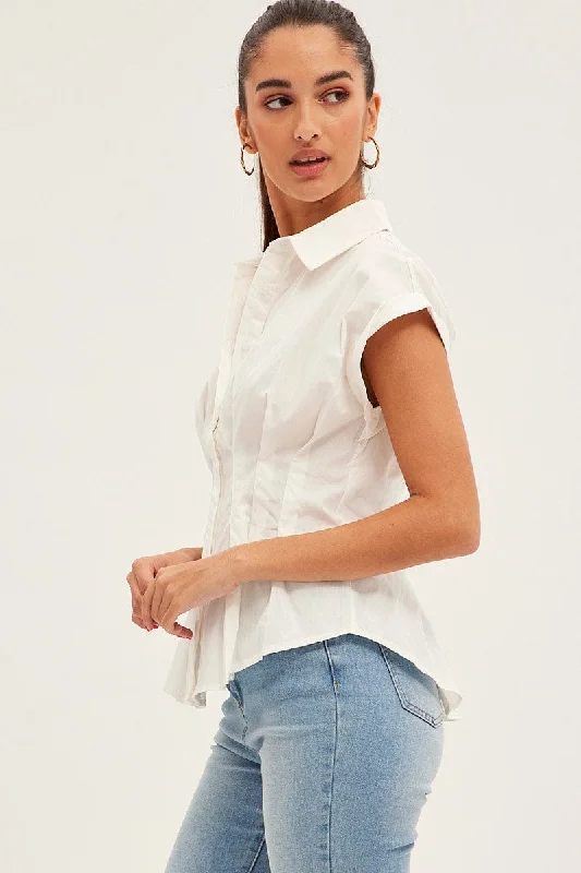 white-shirt-short-sleeve-collared-gathered-bust-wc1186-38wb