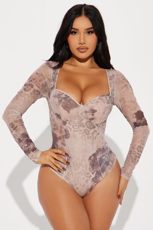 Wild Feeling Mesh Bodysuit - Taupe/combo