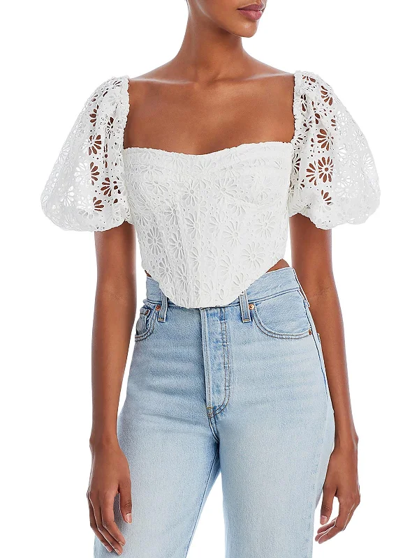 Womens Eyelet Corset Cropped