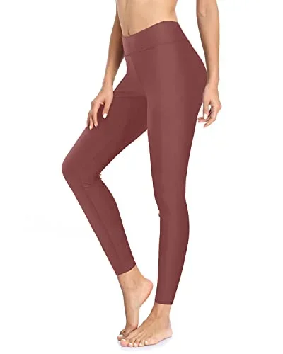 Tummy Control High Waisted Upf 50+ Rash Guard Pants For Women-Shallow Brick Red