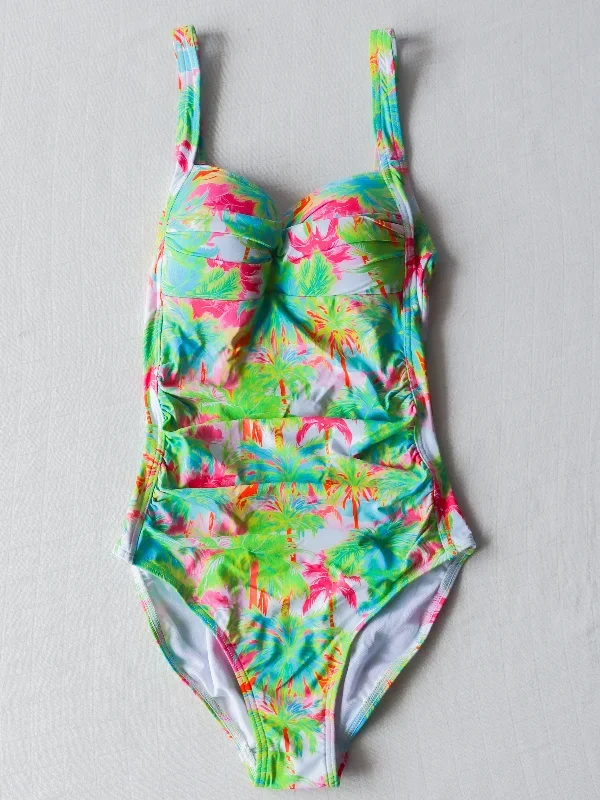 womens-ruched-one-piece-neon-palms