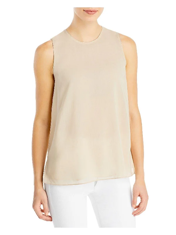 Womens Silk-Wool Blend Round-Neck Tank Top