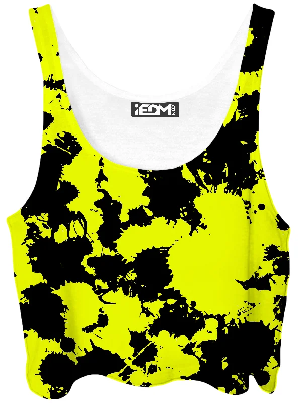 Yellow and Black Paint Splatter Crop Top