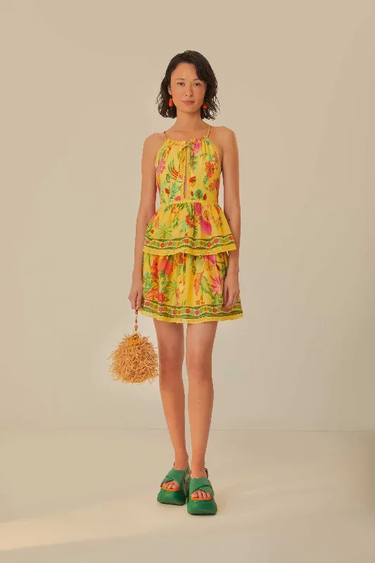 Yellow Delicate Fruit Garden Mini Skirt