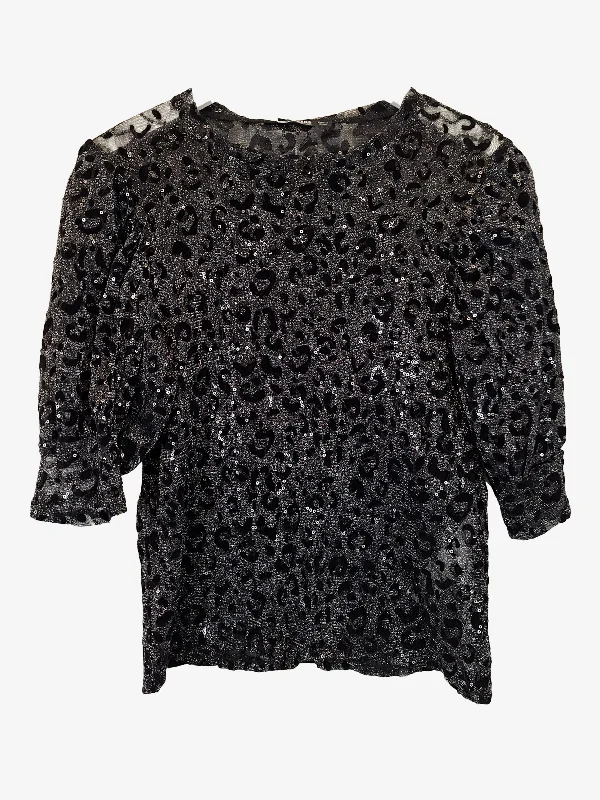 Zara Funky Sheer Leopard Top Size S