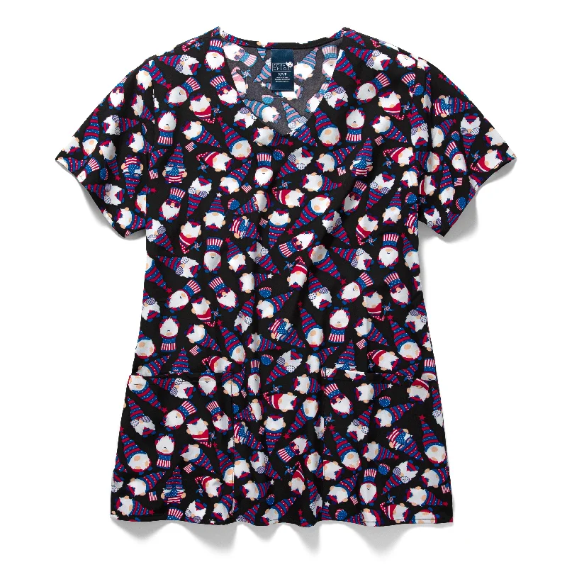 Zoe+Chloe Performance V-Neck Print Scrub Top - U.S. Of Yay